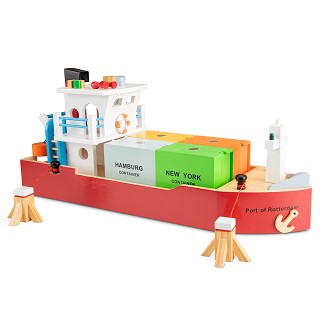 New Classic Toys - Containerschiff mit 4 Containern